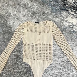 Forever 21 cream bodysuit with holes!👏👏👏